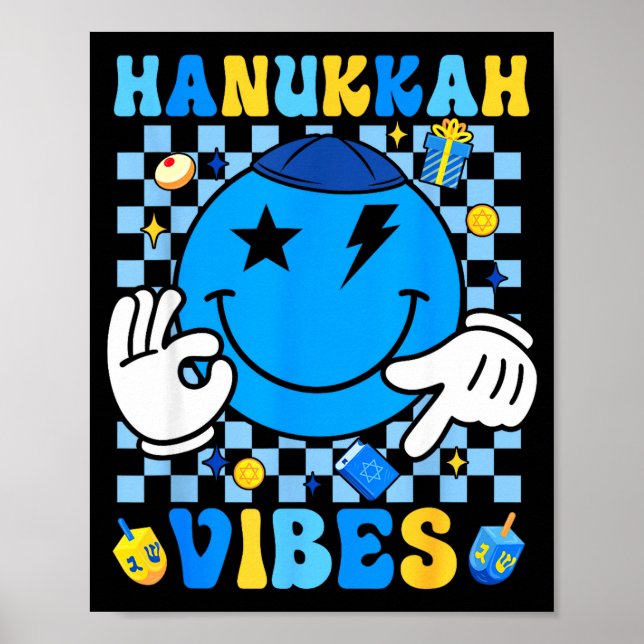 Poster Groovy Hanukkah Vibes Chanukah Pajama Happy Hanukk (Frente)