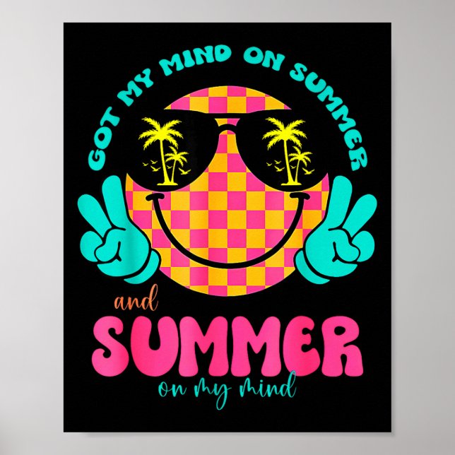 Poster Groovy Happy Face Summer Vibes Got My Mind On Summ (Frente)