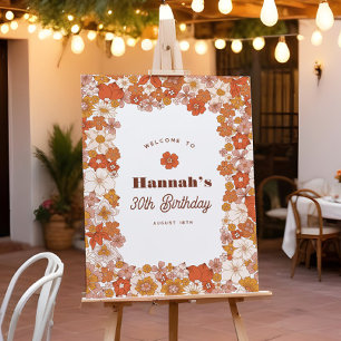 Poster Groovy Hippie Floral Terracotta - Sinal de Anivers