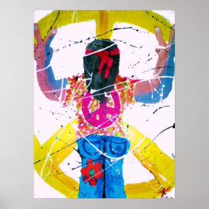 Poster Groovy Hippie - Sinal de Paz