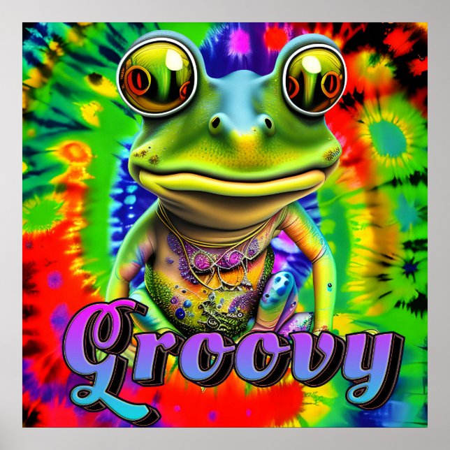 Poster Groovy Hippie Trippy Sapo Psicedélico (Frente)