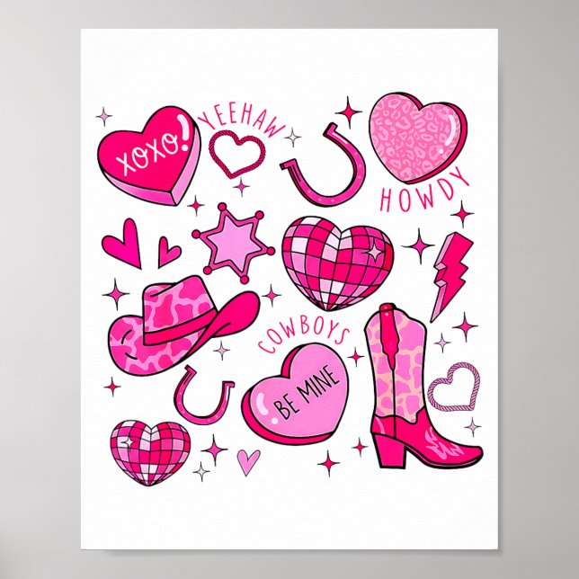 Poster Groovy Howdy Valentine Western Valentines Day Cowb (Frente)