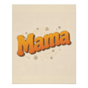 Póster Groovy Mama Retro Tipografia Anos 70 Cartaz de Art
