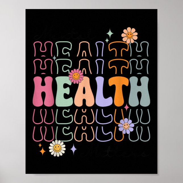 Poster Groovy Mental Health S Human Brain Illness Awarene (Frente)