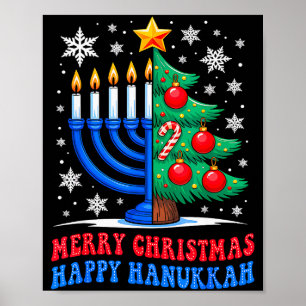 Poster Groovy Merry Chrismukkah Feliz Natal Hanukkah