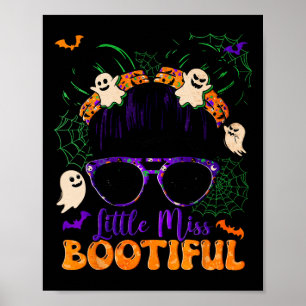 Poster Groovy Messy Bun Bootiful Halloween Boo Ghost Girl