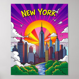 Poster Groovy New York City (Pop art)