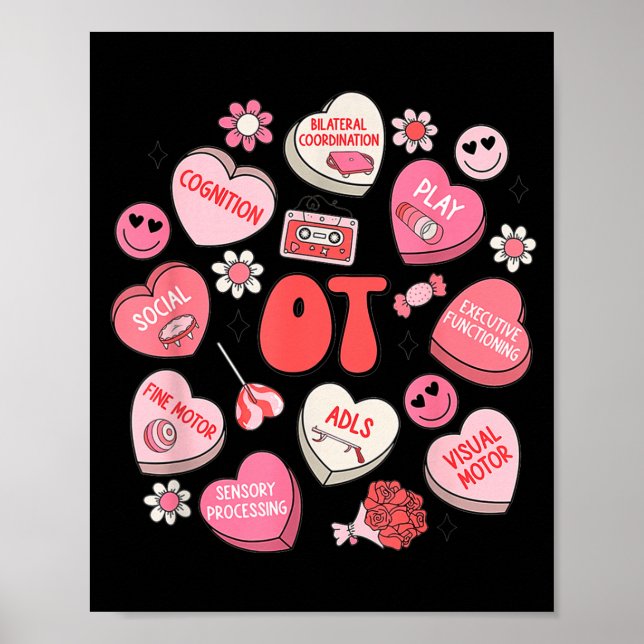 Poster Groovy Occupational Therapy Valentine Ot Conversat (Frente)