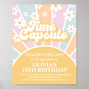 Poster Groovy One Sunshine First Birthday Time Capule