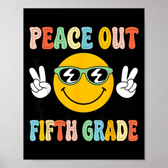 Poster Groovy Paz Até 5º Quinta Série Graduação Último (Frente)
