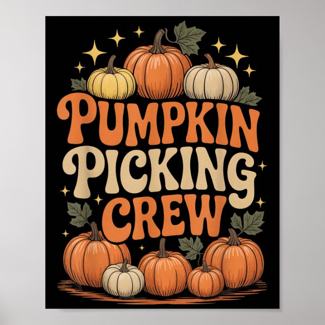 Poster Groovy Pumpkin Cking Crew Matching Family Autumn F (Frente)