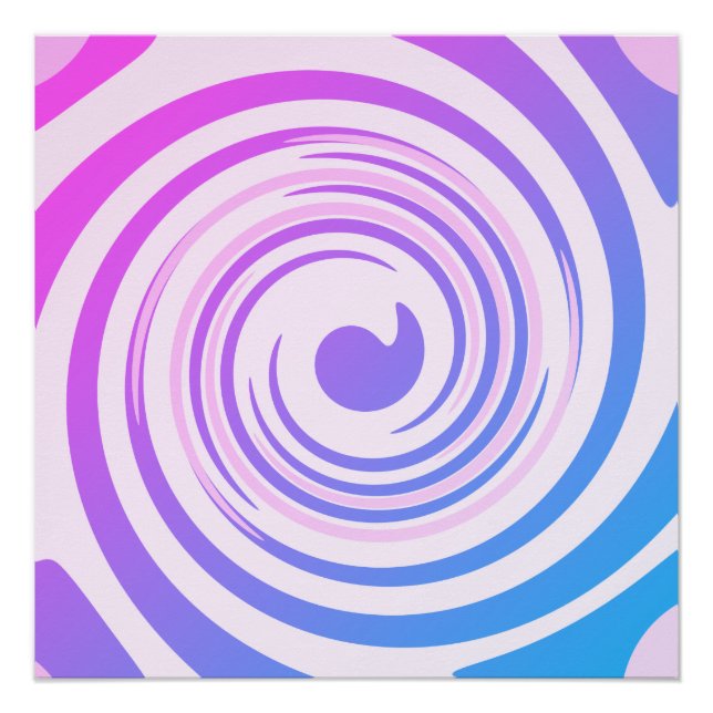 Póster Groovy Purple Blue Swirls Poster (Frente)
