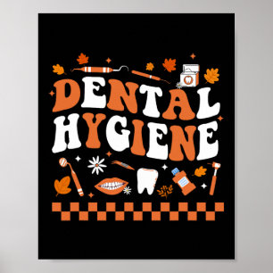 Poster Groovy Retro Dental Hygienist Dentist Queda
