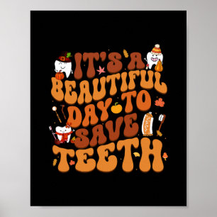 Poster Groovy Retro É Um Belo Dia Para Salvar Dentes Fal