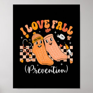 Poster Groovy Retro Eu Amo Prevenção de Quedas Terapia Fí