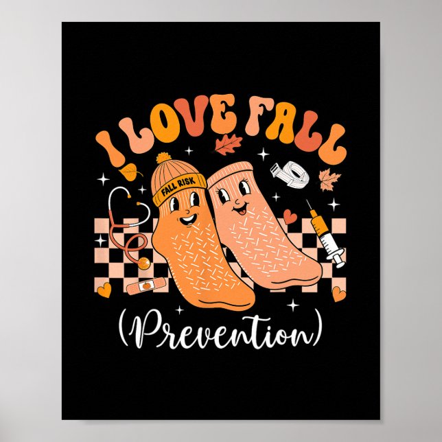 Poster Groovy Retro Eu Amo Prevenção de Quedas Terapia Fí (Frente)