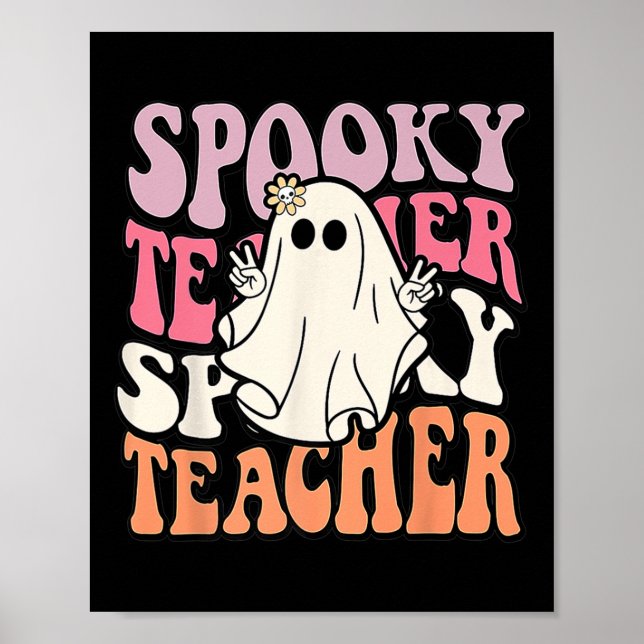 Poster Groovy Retro Halloween Spooker Trick Ou Chá (Frente)
