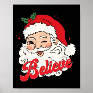 Poster Groovy Retro Papai Noel Acredita nas Mulheres de N