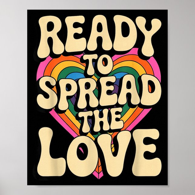Poster Groovy Retro Rainbow Heart Sitive Valentine Messag (Frente)