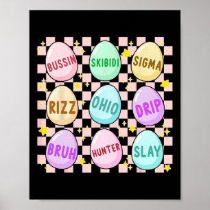 Poster Groovy Skibidi Easter Ovo Engraçado Rizz Memória P