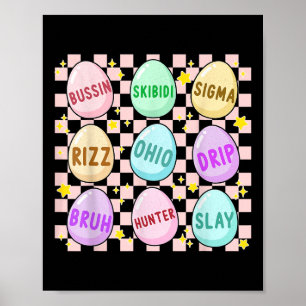 Poster Groovy Skibidi Easter Ovo Engraçado Rizz Memória P