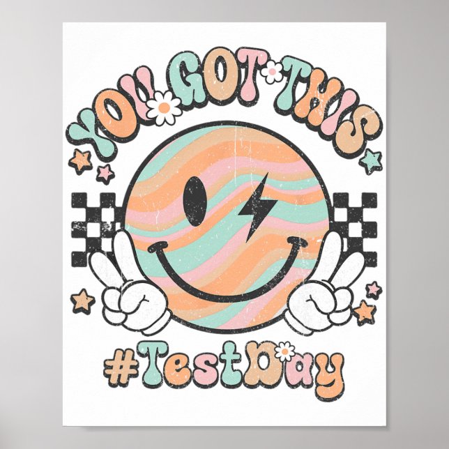 Poster Groovy Smile Face Isto Você Tem Rock No Dia De Tes (Frente)