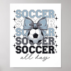 Poster Groovy Soccer Coquette Laço Garotas Mulheres Futeb
