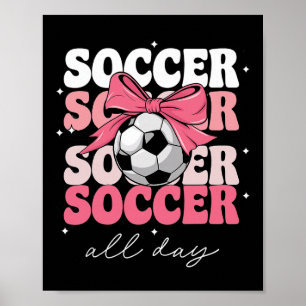 Poster Groovy Soccer Coquette Laço Meninas Mulheres Futeb