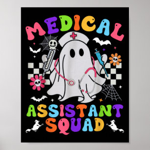 Poster Groovy Spooky Medical Istant Squad Cute Halloween