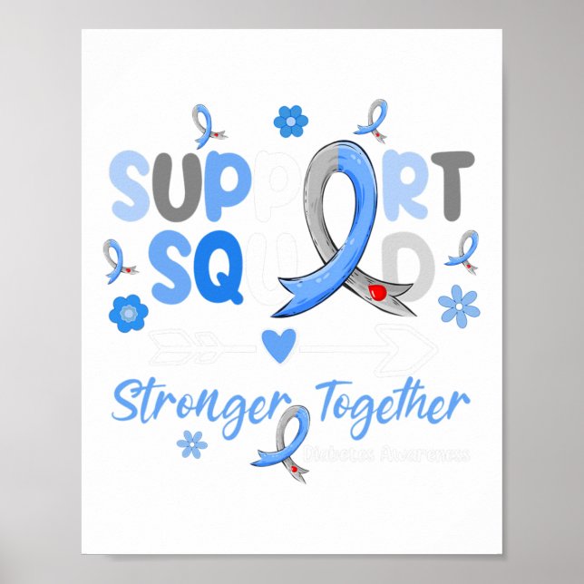 Poster Groovy Support Squad Blue Ribbon Diabetes Awarenes (Frente)