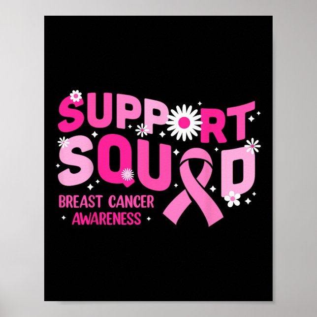 Poster Groovy Support Squad Breast Cancer Awarness Pink (Frente)