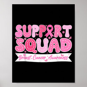 Poster Groovy Support Squad Breast Cancer Awarness Pink