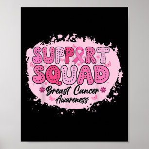 Poster Groovy Support Squad Breast Cancer Awarness Pink
