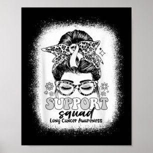 Poster Groovy Support Squad Messy Bun Lung Cancer Awarene