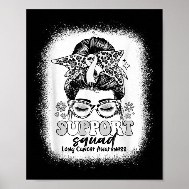 Poster Groovy Support Squad Messy Bun Lung Cancer Awarene (Frente)