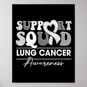 Poster Groovy Support Squad White Ribbon Lung Cancer Awar