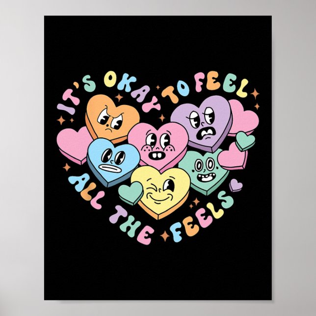 Poster Groovy Tudo Bem Sentir Todos Os Sentimentos Consel (Frente)