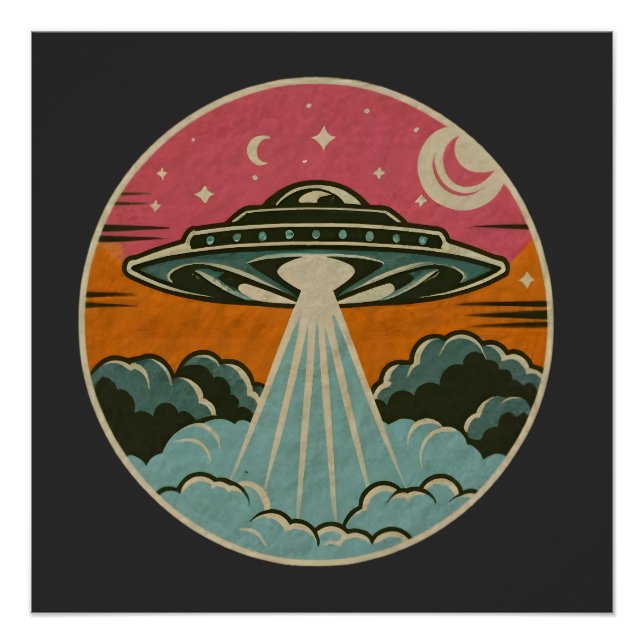 Póster Groovy Ufo Beam (Frente)