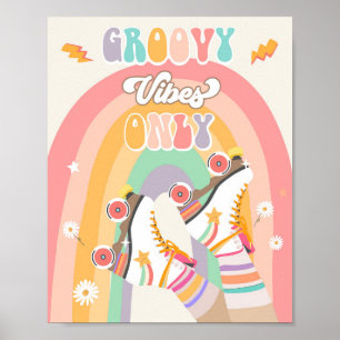 Poster Groovy Vibes Apenas Retrô de Rastreamento do Skate
