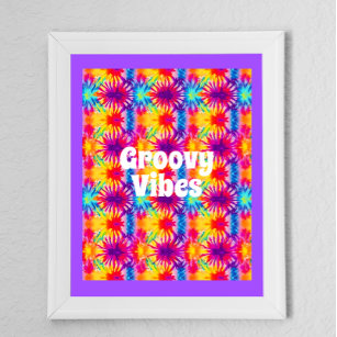 Poster Groovy Vibes Tie Dye Personalizável