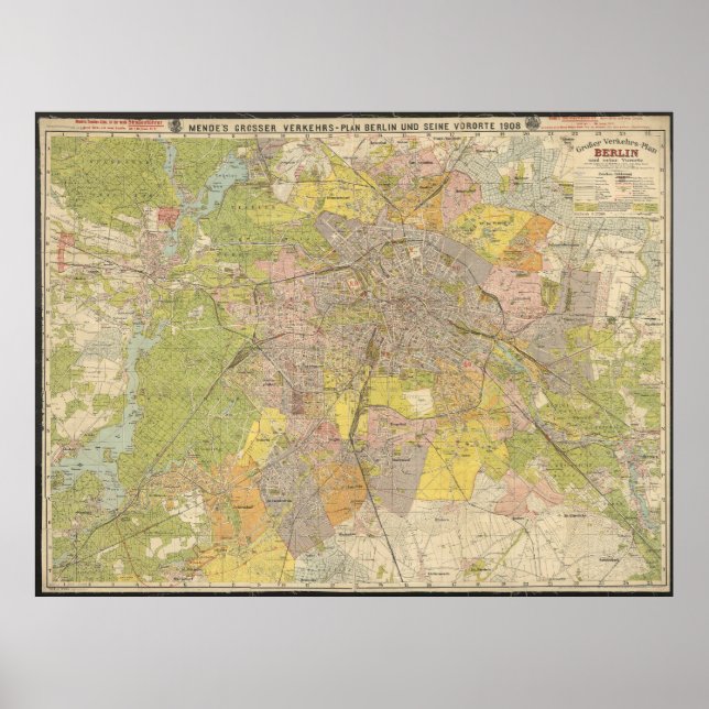 Poster Grosser Verkehrs-Plan Berlin 1908 – Historic Map   (Frente)