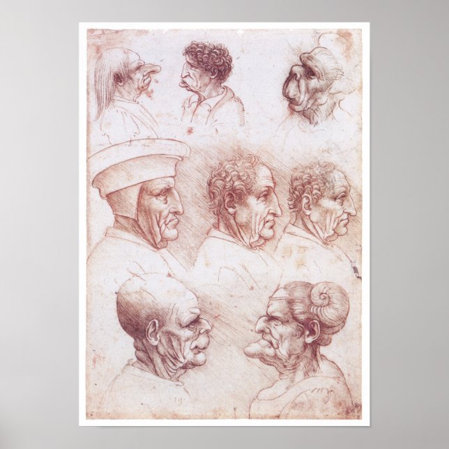 Poster Grotesco Head, Leonardo da Vinci (Frente)