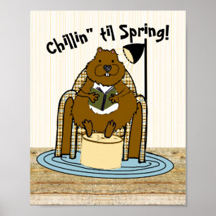Poster Groundhog Bookworm Espera por Primavera