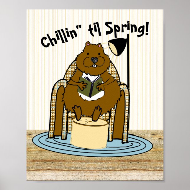 Poster Groundhog Bookworm Espera por Primavera (Frente)