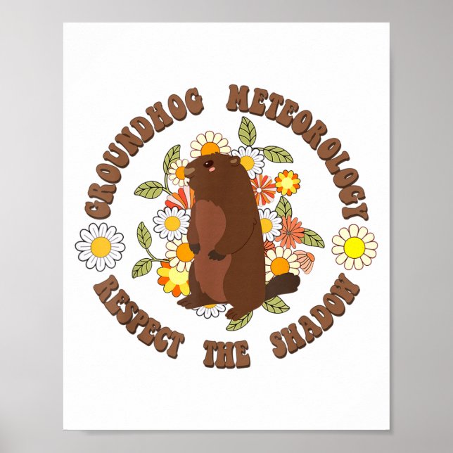 Poster Groundhog Day Respect The Shadow Meteorology Retro (Frente)