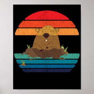 Poster Groundhog Retro Woodchuck Groundhog