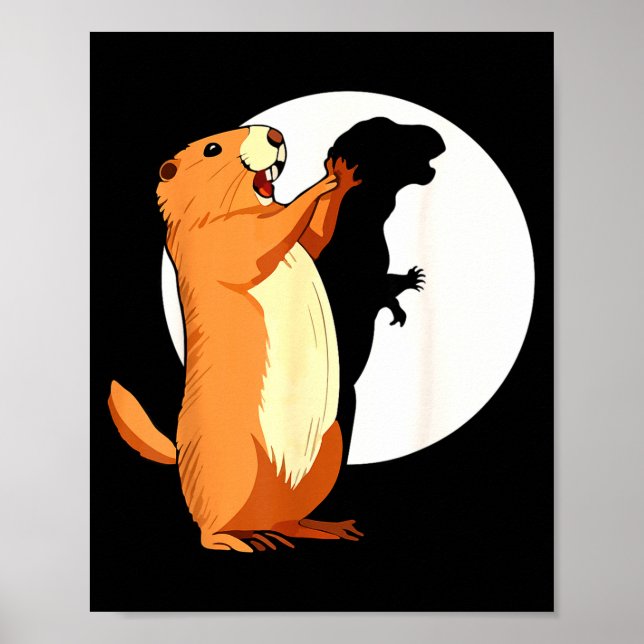 Poster Groundhog Shadow Dinosaur Funny Puppet Happy Groun (Frente)