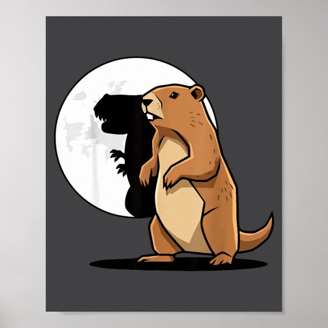 Poster Groundhog Shadow Dinosaur Puppet Happy Groundhog D (Frente)