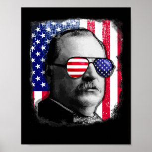 Poster Grover Cleveland Bandeira dos EUA 4 de Julho 