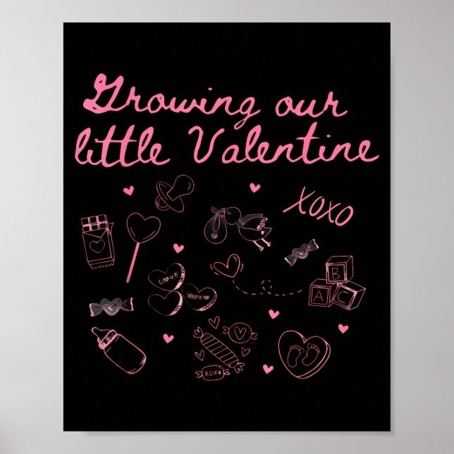 Poster Growing Our Little Valentine Pregnancy Announcemen (Frente)